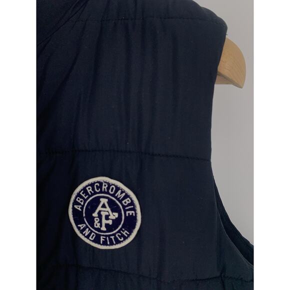 Y2K Abercrombie & Fitch Puffer Vest Large Navy Blue Full Zip Preppy AF Large - Picture 3 of 13